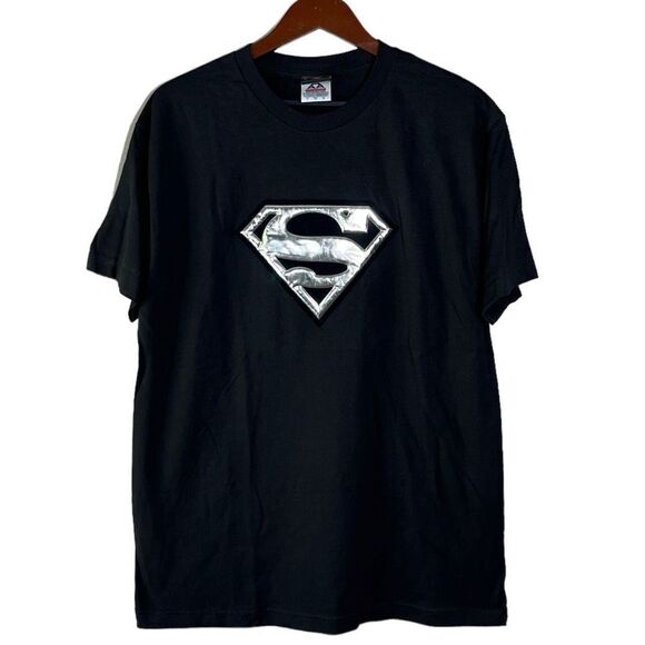 Vintage Deadstock Y2K DC Comics Superman Logo 3D Print T-shirt Mens L - Picture 1 of 6